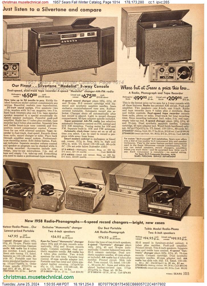 1957 Sears Fall Winter Catalog, Page 1014