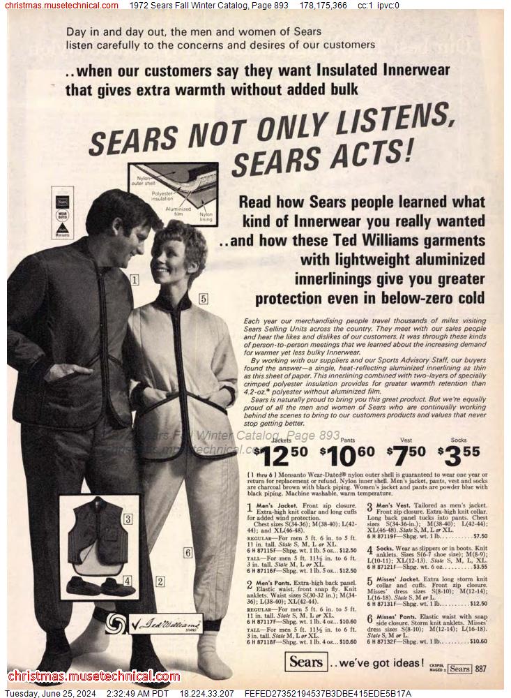 1972 Sears Fall Winter Catalog, Page 893