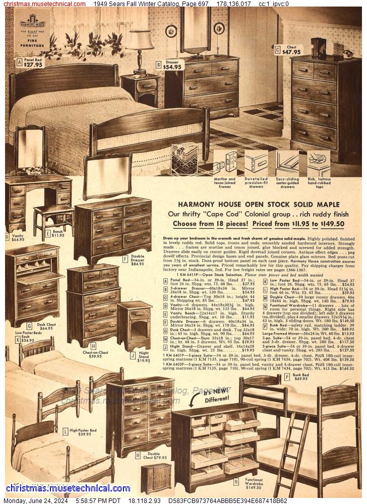 1949 Sears Fall Winter Catalog, Page 697