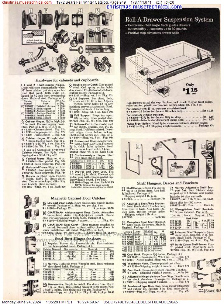 1972 Sears Fall Winter Catalog, Page 949