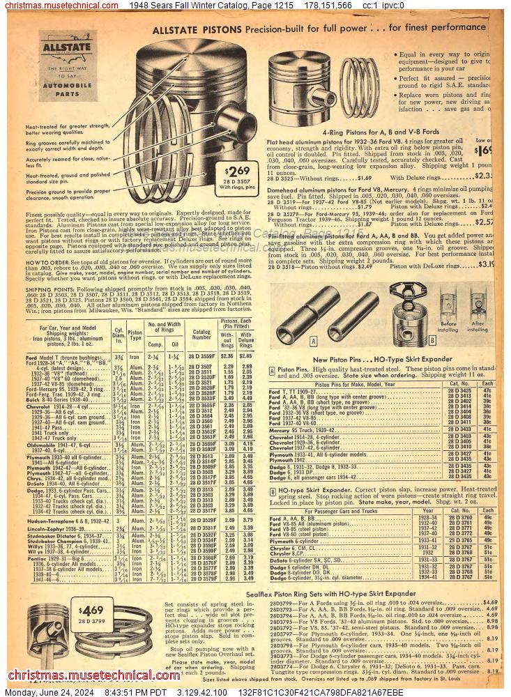 1948 Sears Fall Winter Catalog, Page 1215