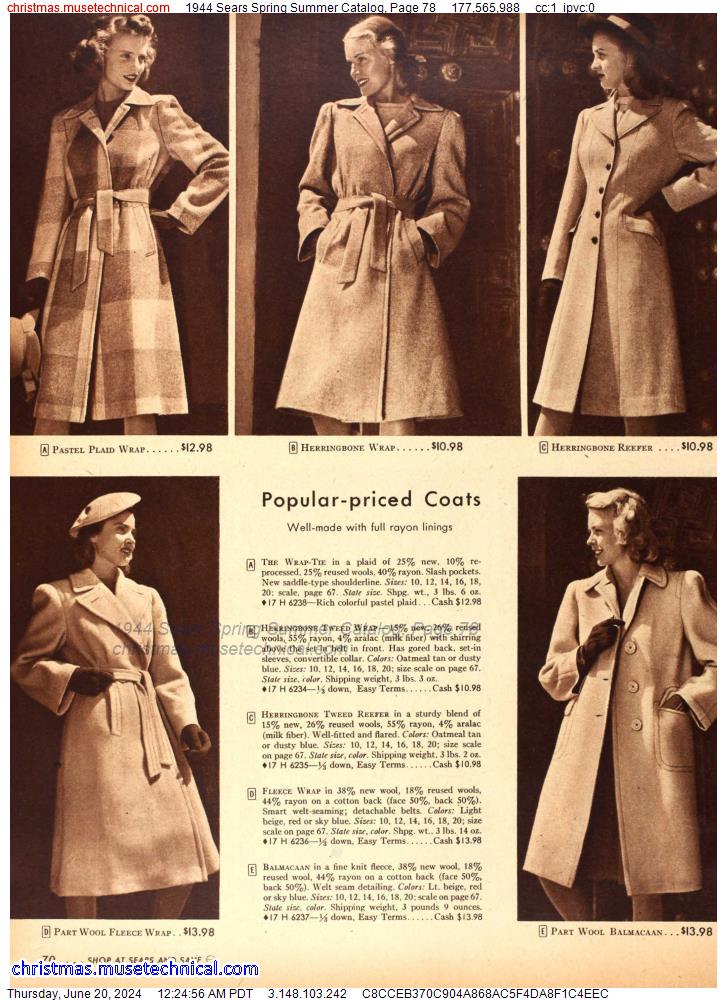 1944 Sears Spring Summer Catalog, Page 78
