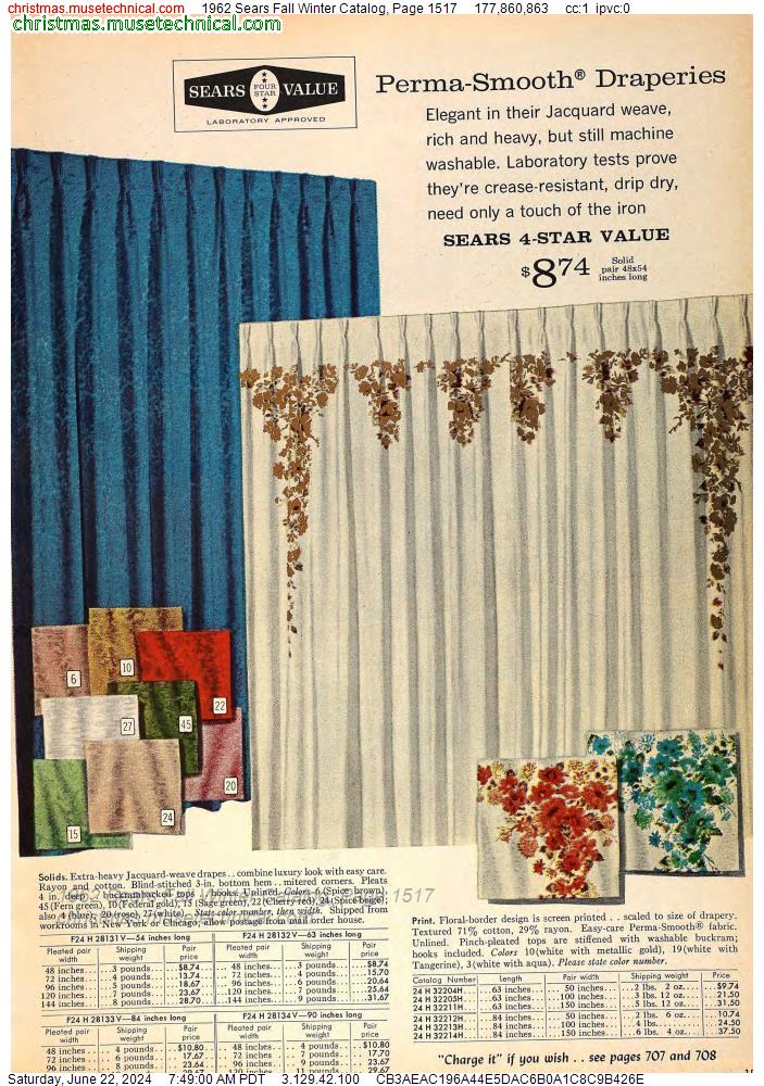 1962 Sears Fall Winter Catalog, Page 1517