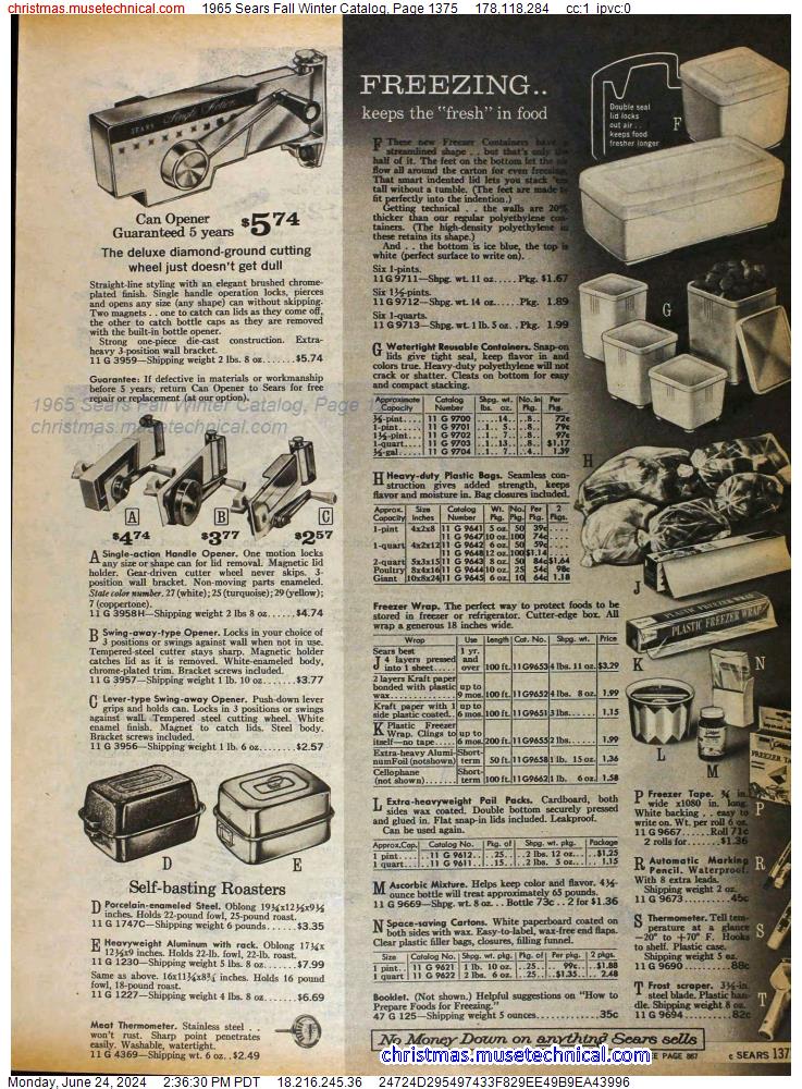 1965 Sears Fall Winter Catalog, Page 1375