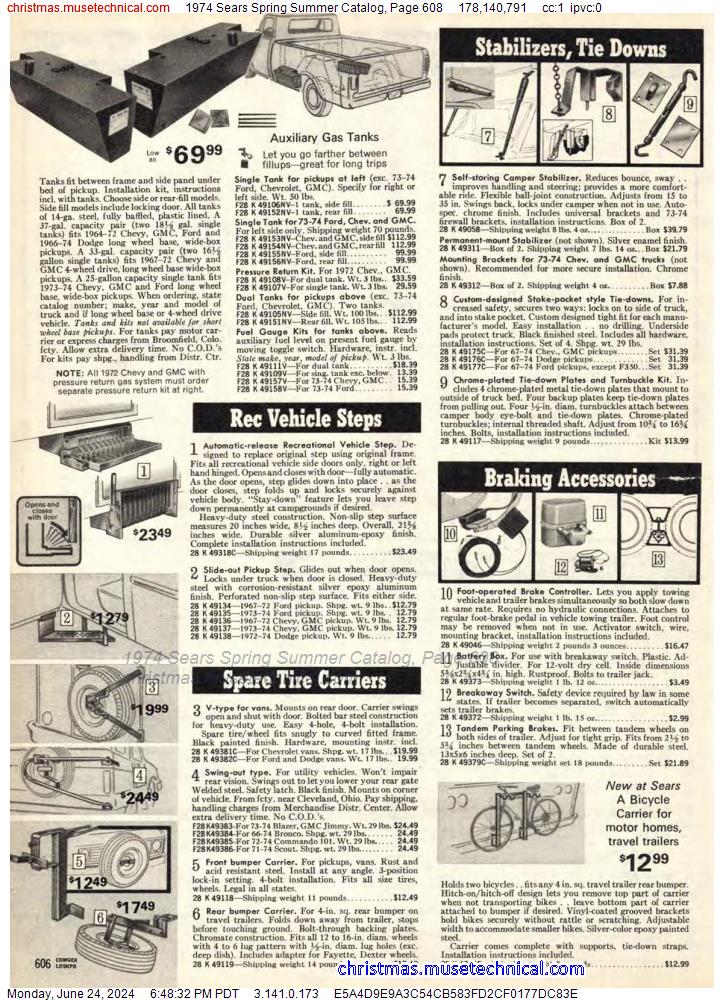 1974 Sears Spring Summer Catalog, Page 608