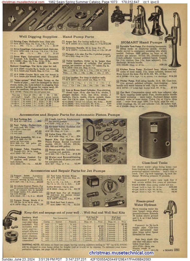 1962 Sears Spring Summer Catalog, Page 1073