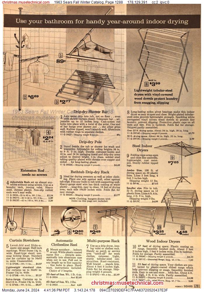 1963 Sears Fall Winter Catalog, Page 1288