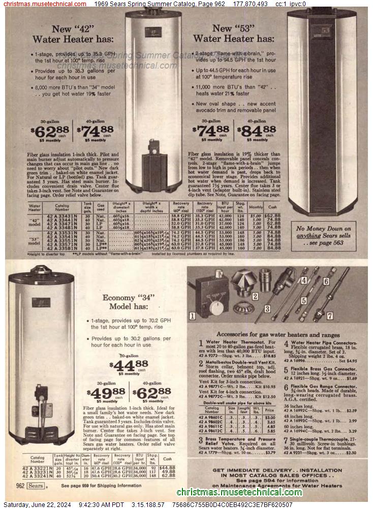 1969 Sears Spring Summer Catalog, Page 962