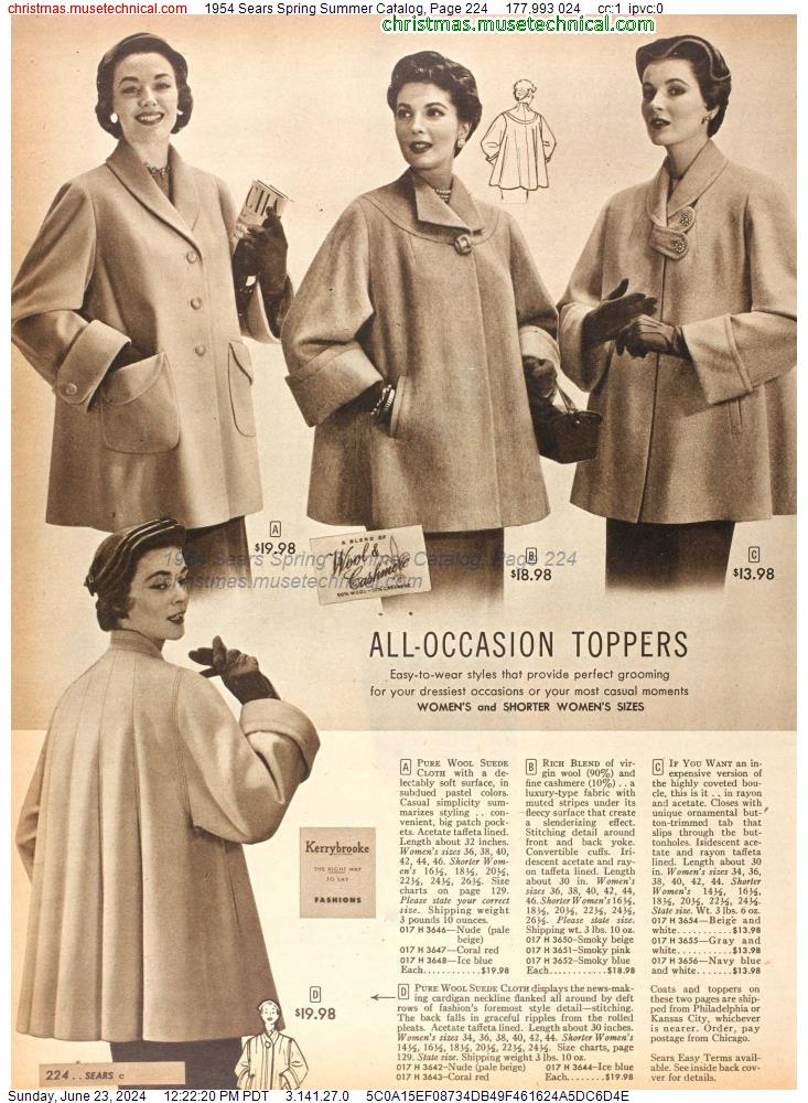 1954 Sears Spring Summer Catalog, Page 224