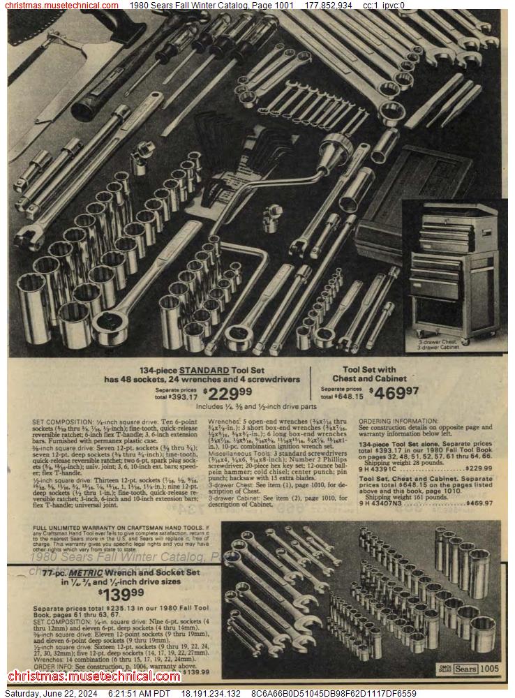 1980 Sears Fall Winter Catalog, Page 1001
