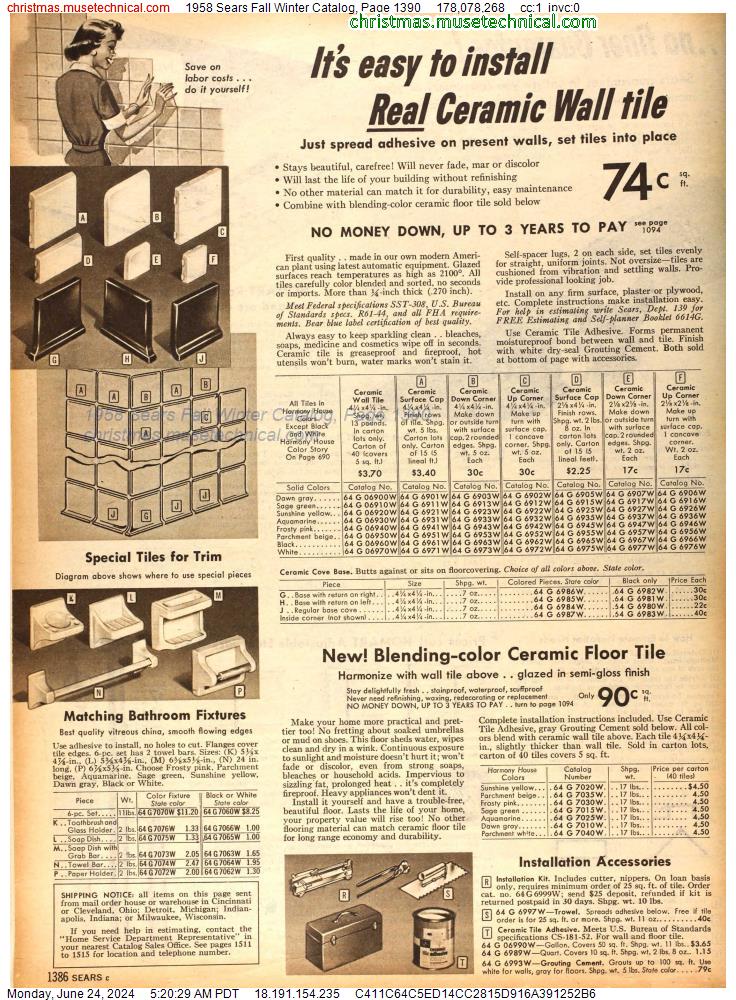 1958 Sears Fall Winter Catalog, Page 1390