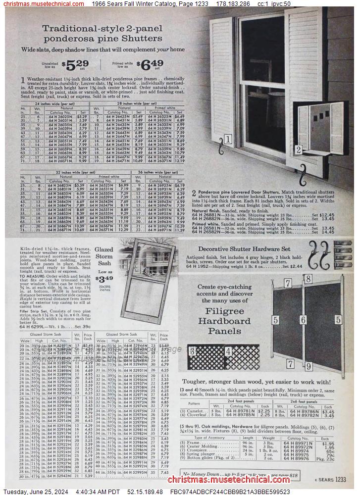 1966 Sears Fall Winter Catalog, Page 1233