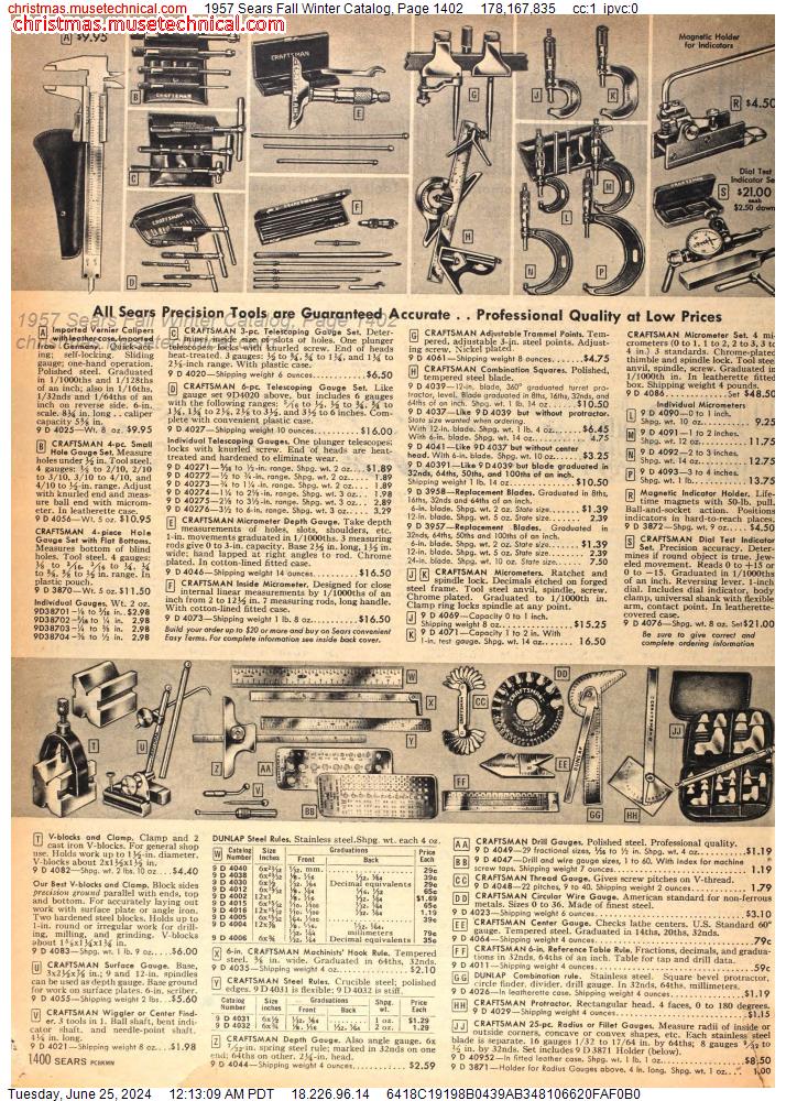 1957 Sears Fall Winter Catalog, Page 1402