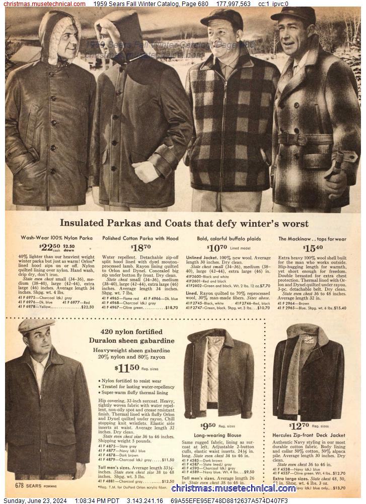 1959 Sears Fall Winter Catalog, Page 680