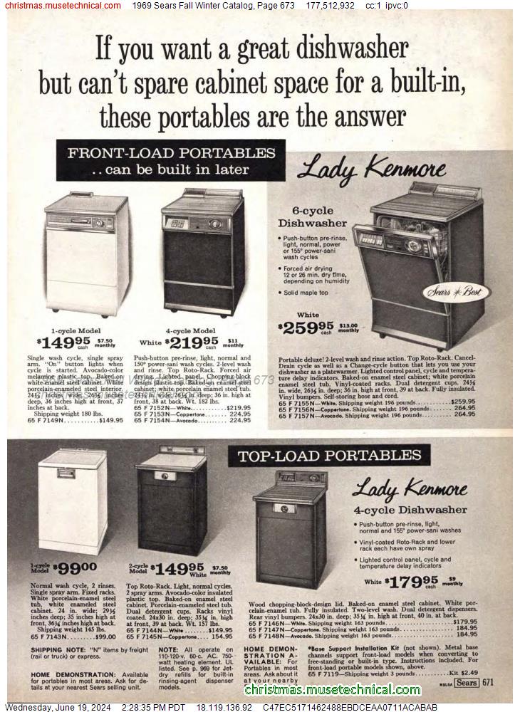 1969 Sears Fall Winter Catalog, Page 673