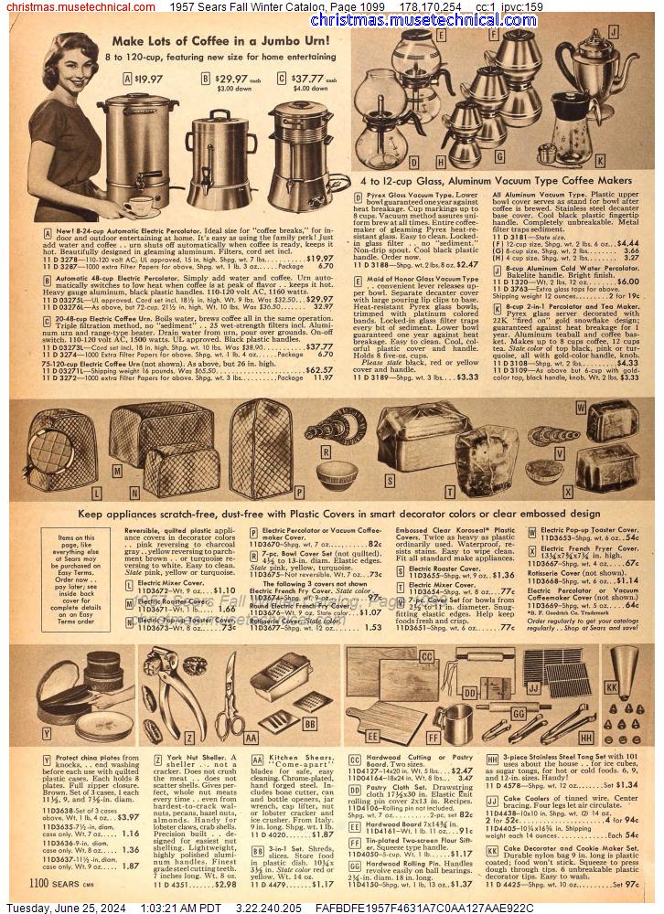 1957 Sears Fall Winter Catalog, Page 1099