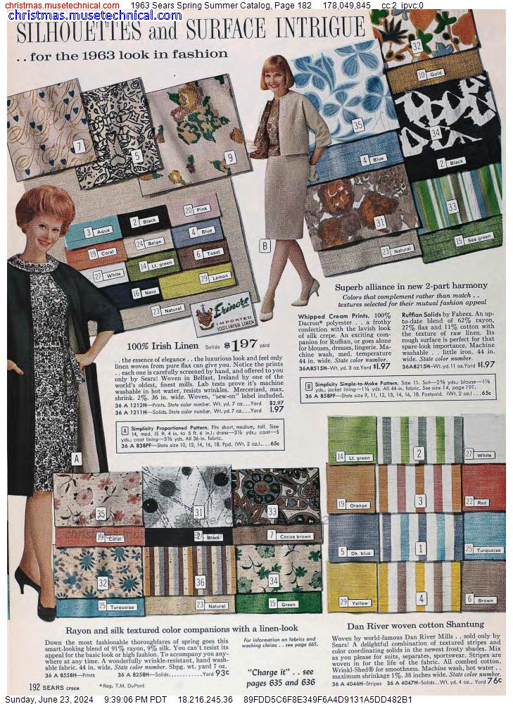 1963 Sears Spring Summer Catalog, Page 182