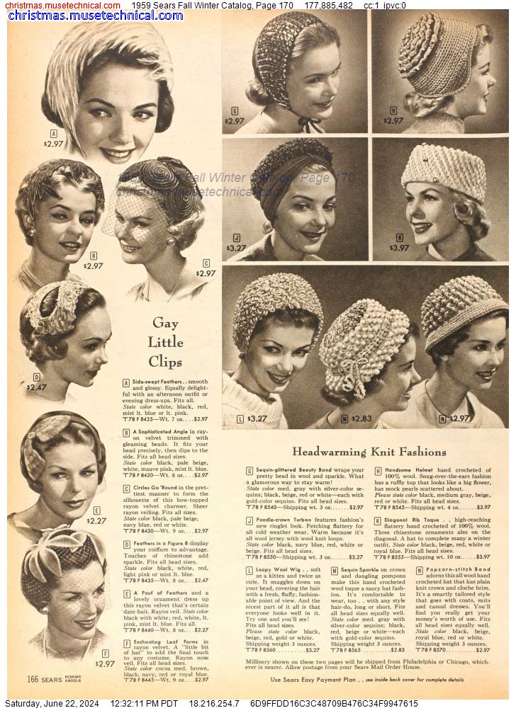 1959 Sears Fall Winter Catalog, Page 170