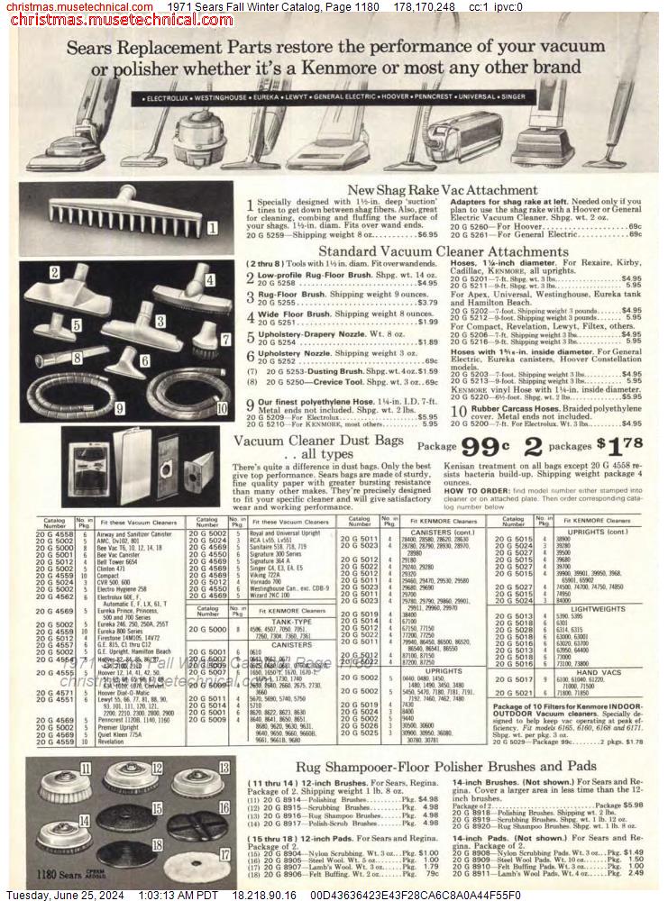 1971 Sears Fall Winter Catalog, Page 1180