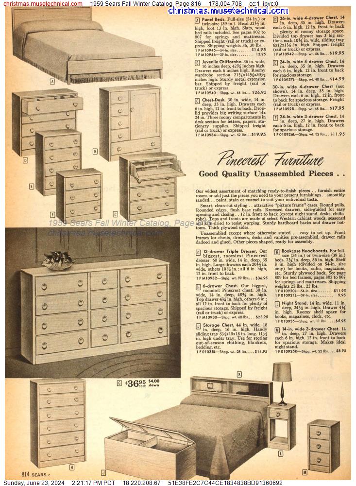 1959 Sears Fall Winter Catalog, Page 816