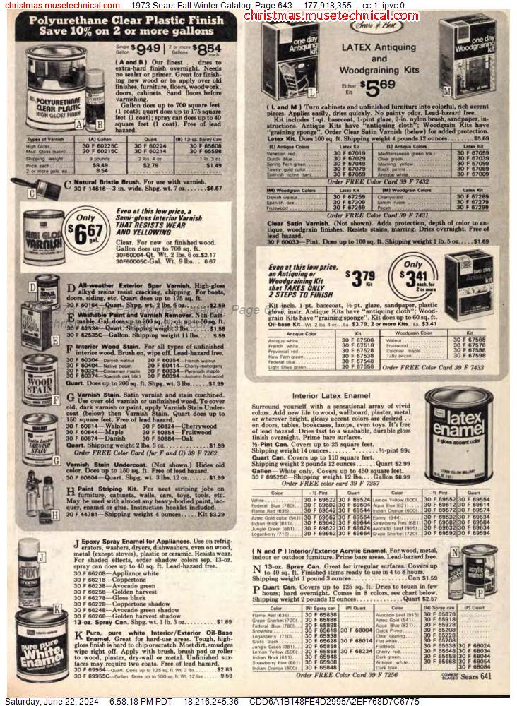 1973 Sears Fall Winter Catalog, Page 643
