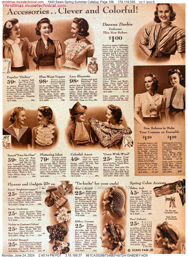 1940 Sears Spring Summer Catalog, Page 106