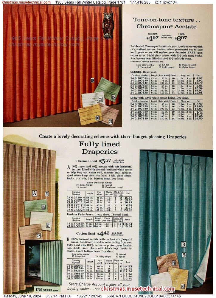 1965 Sears Fall Winter Catalog, Page 1781
