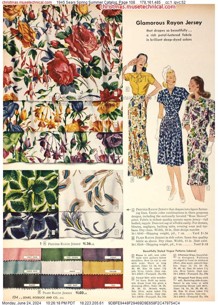 1945 Sears Spring Summer Catalog, Page 108