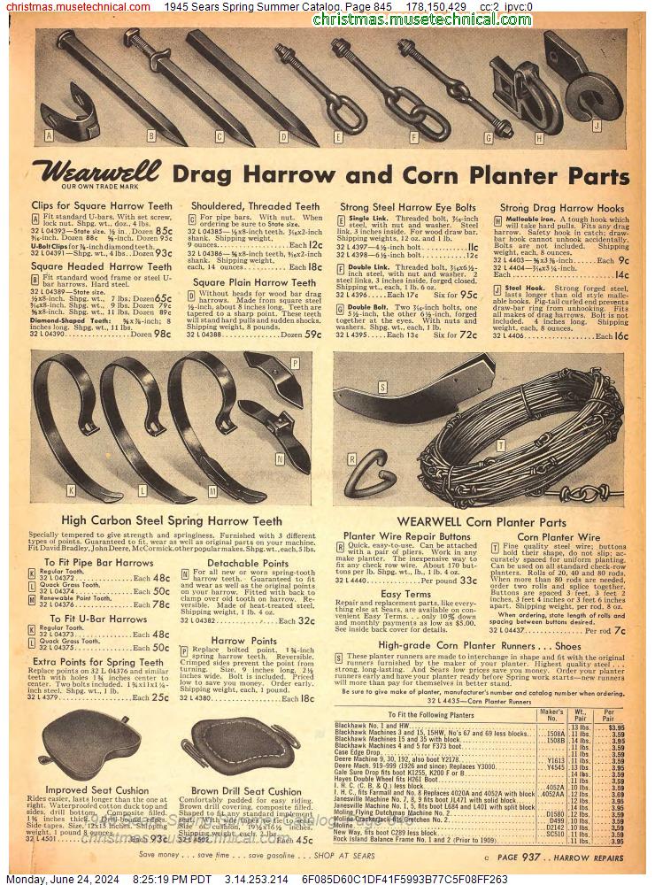 1945 Sears Spring Summer Catalog, Page 845