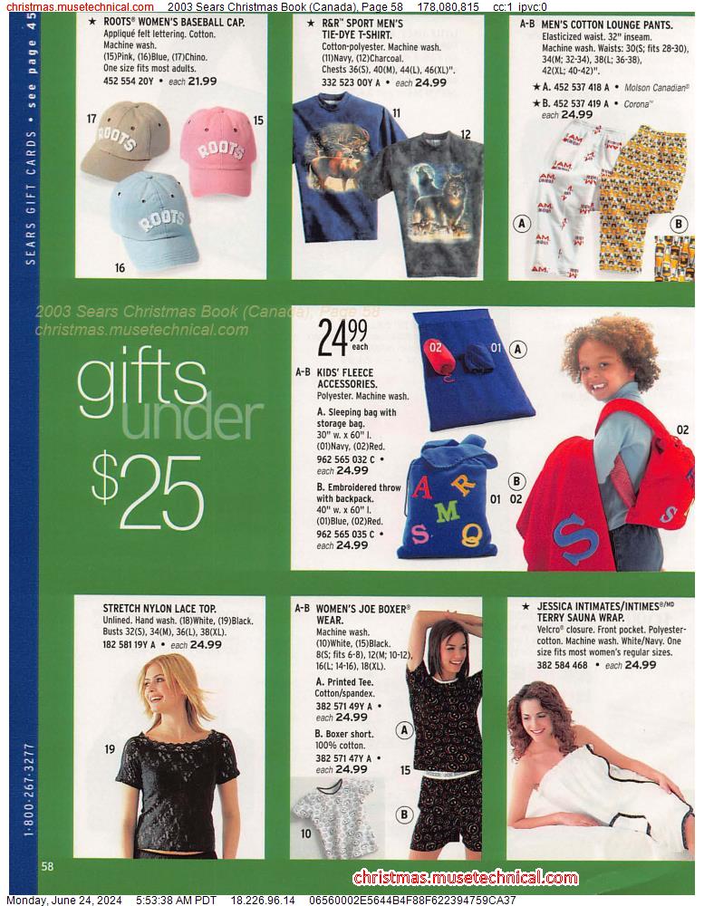 2003 Sears Christmas Book (Canada), Page 58