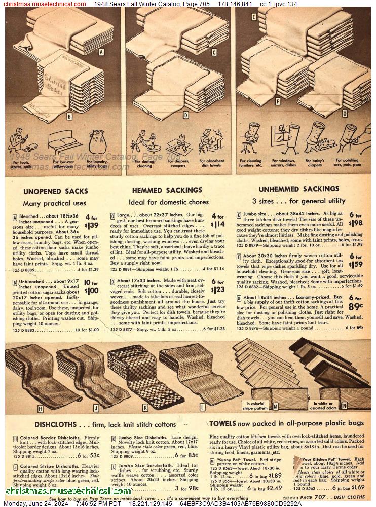 1948 Sears Fall Winter Catalog, Page 705
