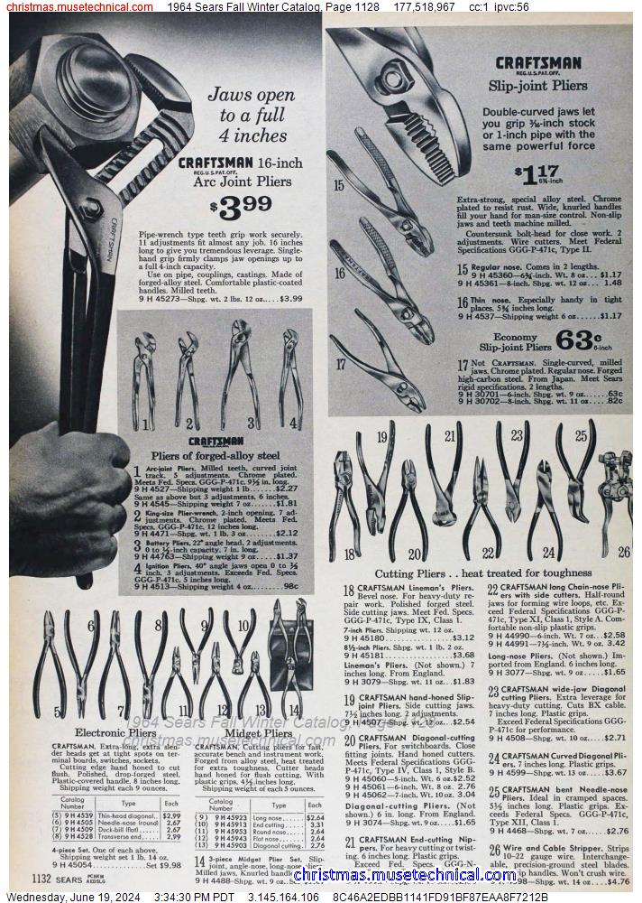 1964 Sears Fall Winter Catalog, Page 1128