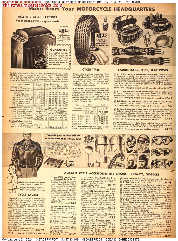 1951 Sears Fall Winter Catalog, Page 1104