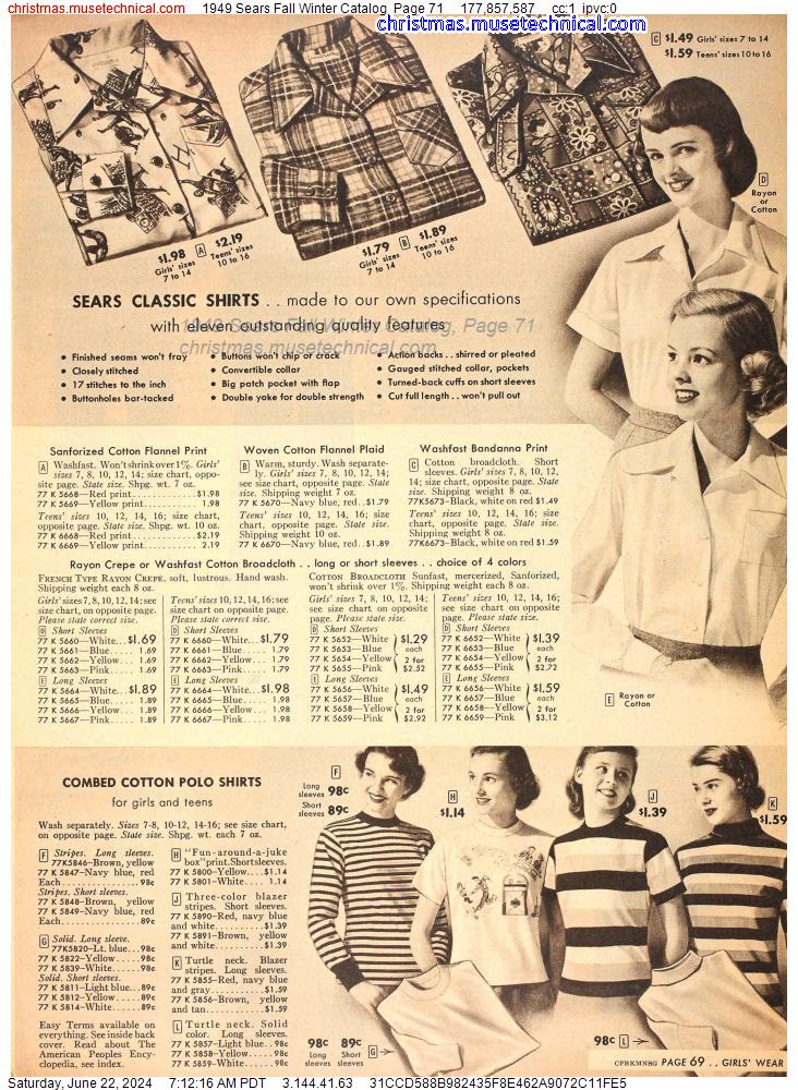 1949 Sears Fall Winter Catalog, Page 71