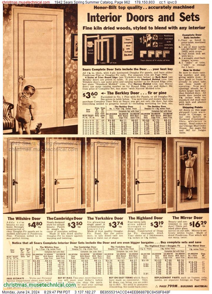 1942 Sears Spring Summer Catalog, Page 962