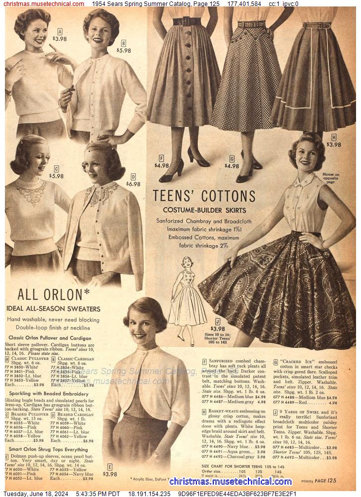 1954 Sears Spring Summer Catalog, Page 125
