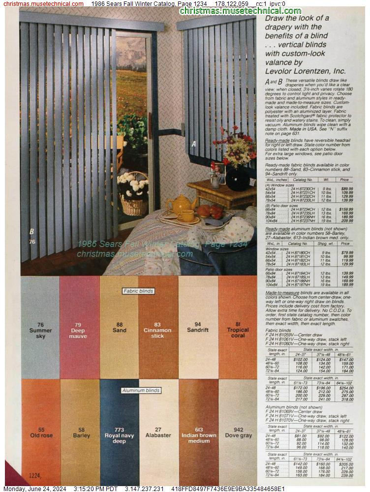 1986 Sears Fall Winter Catalog, Page 1234