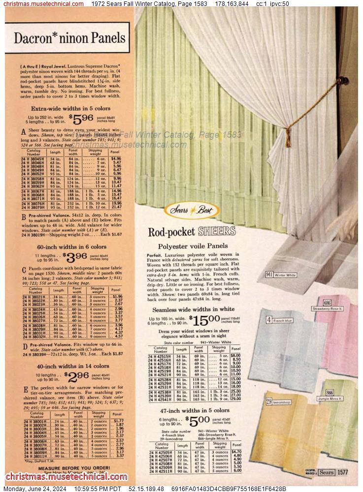 1972 Sears Fall Winter Catalog, Page 1583
