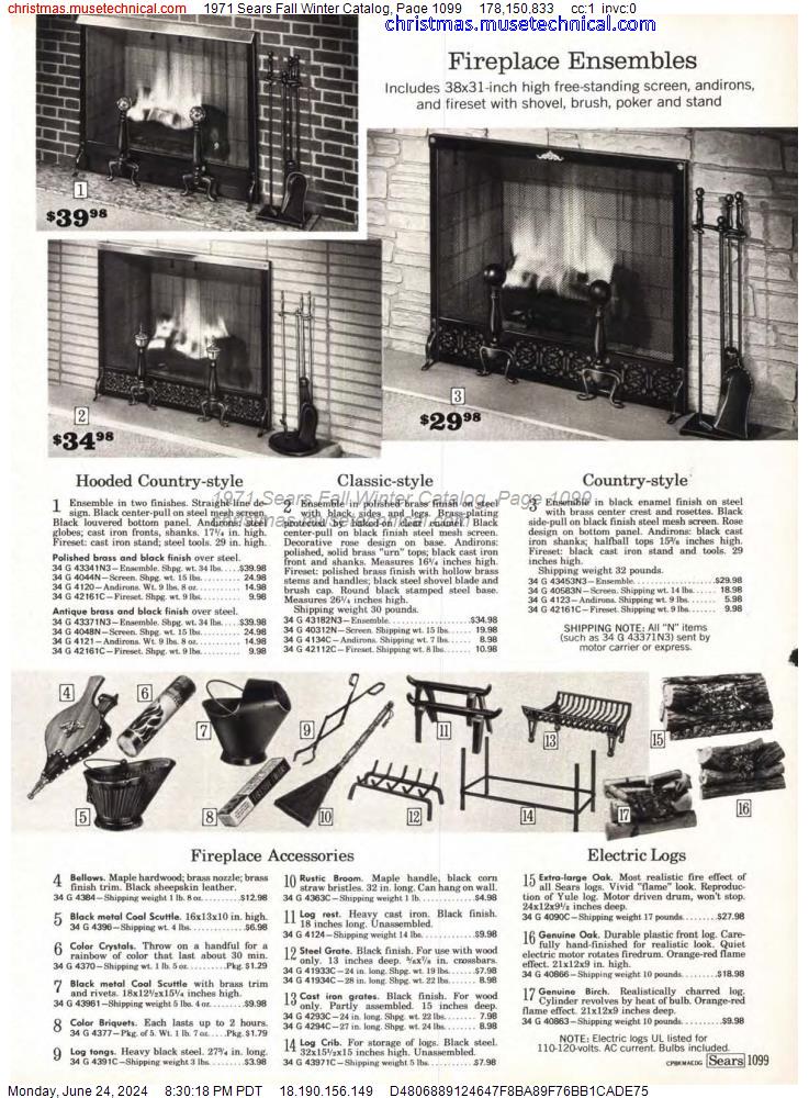 1971 Sears Fall Winter Catalog, Page 1099
