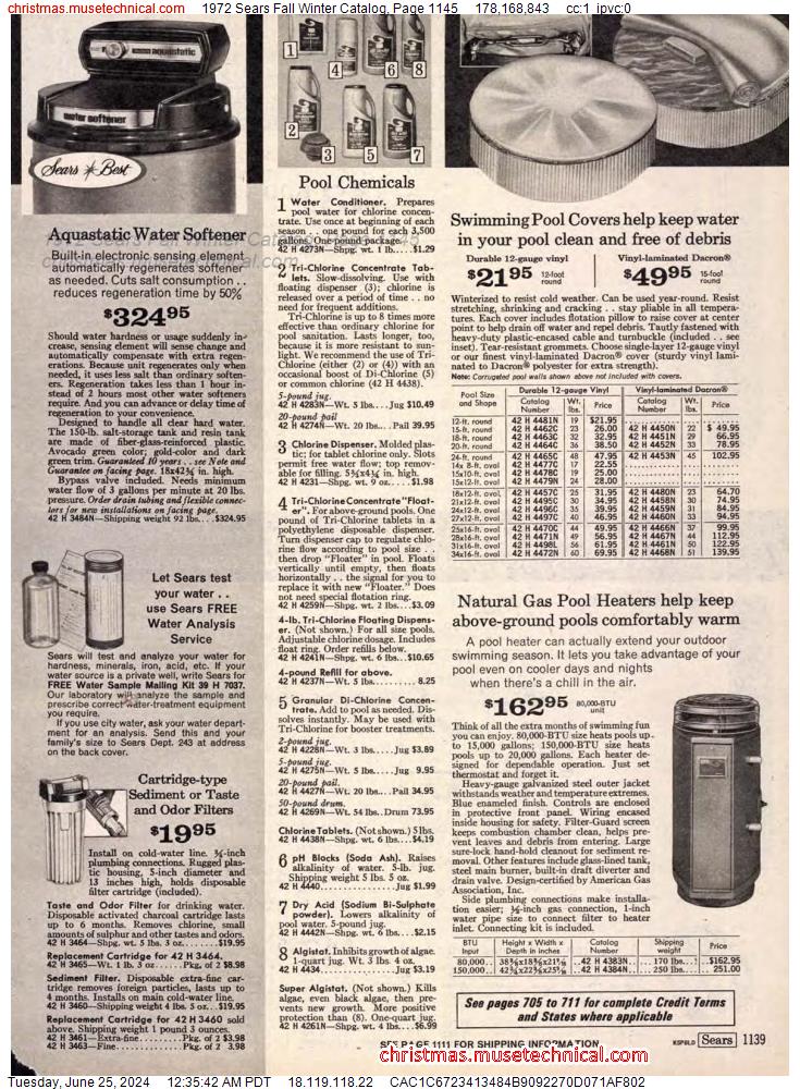 1972 Sears Fall Winter Catalog, Page 1145