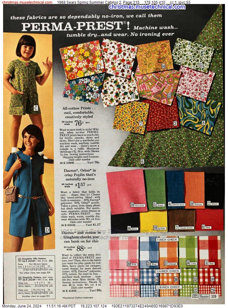 1968 Sears Spring Summer Catalog 2, Page 315