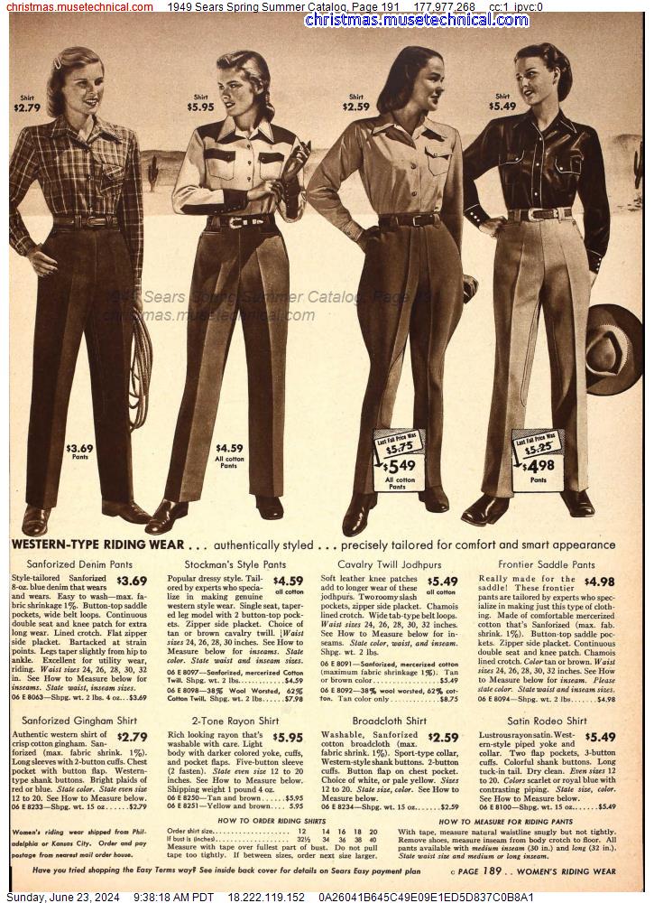1949 Sears Spring Summer Catalog, Page 191