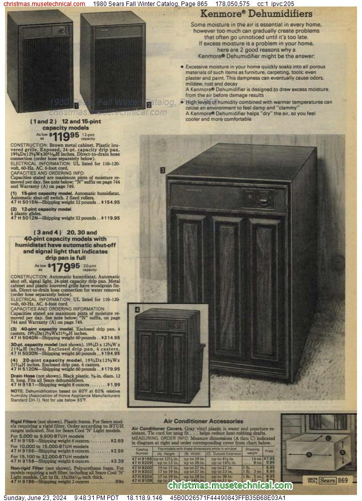 1980 Sears Fall Winter Catalog, Page 865