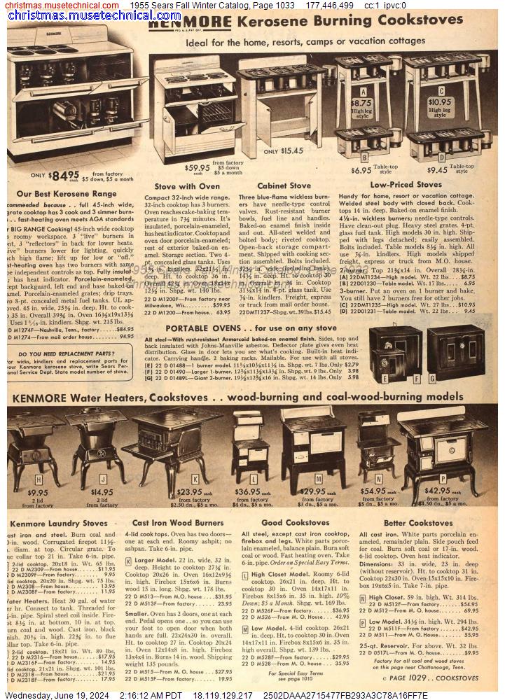 1955 Sears Fall Winter Catalog, Page 1033