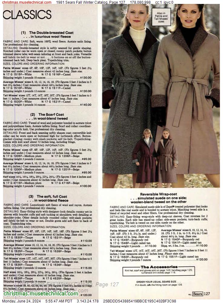1981 Sears Fall Winter Catalog, Page 127