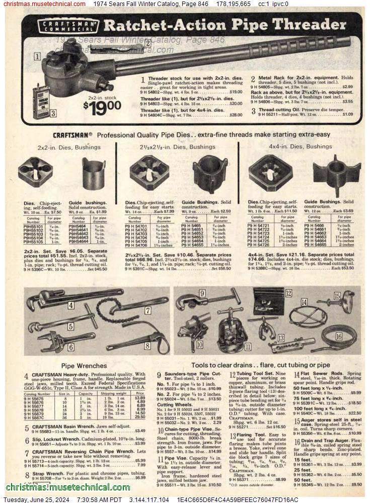 1974 Sears Fall Winter Catalog, Page 846