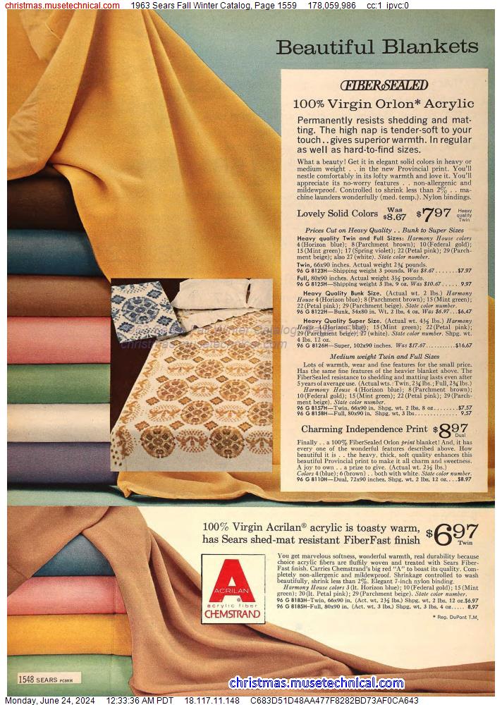 1963 Sears Fall Winter Catalog, Page 1559