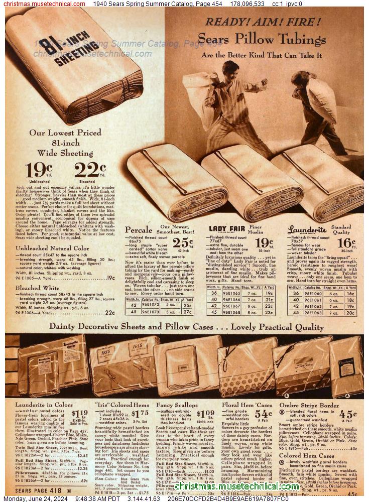 1940 Sears Spring Summer Catalog, Page 454