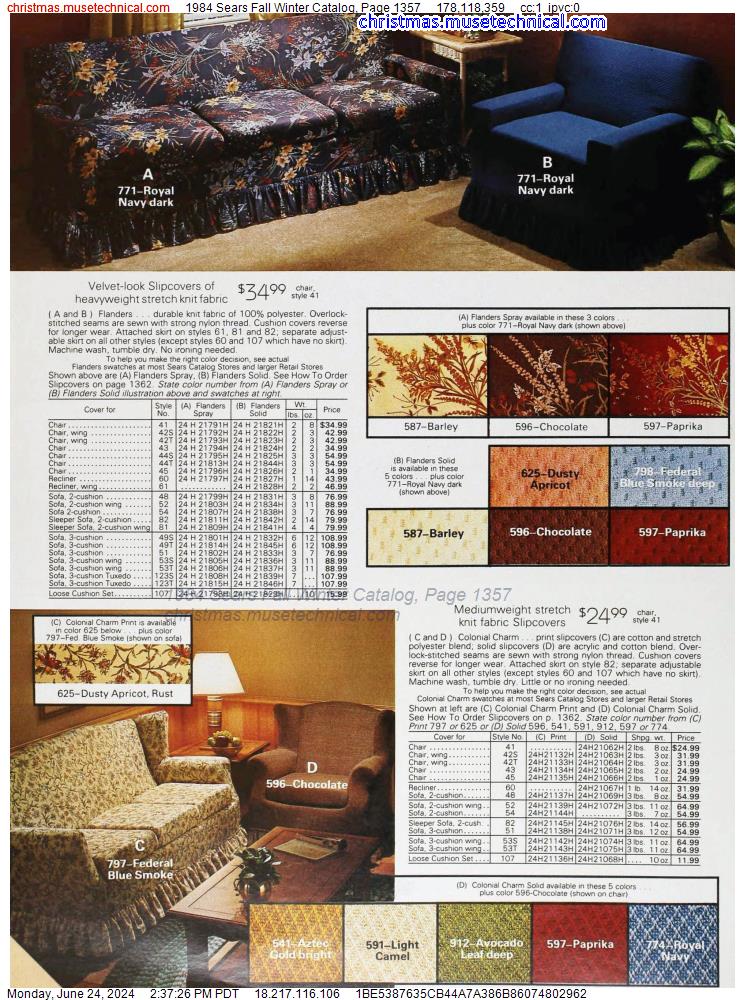 1984 Sears Fall Winter Catalog, Page 1357