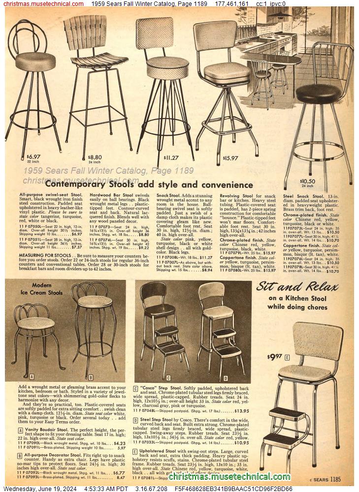 1959 Sears Fall Winter Catalog, Page 1189